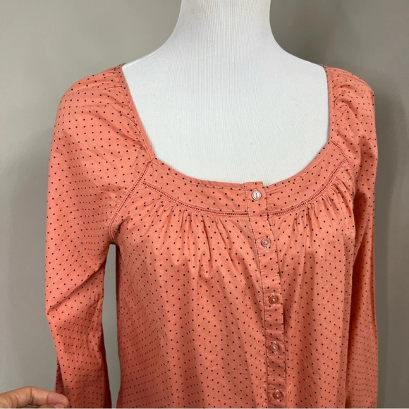 Levi's polka dot long sleeve button down peasant style blouse Sz M - Picture 2 of 8